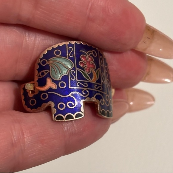 Vintage cloisonné scarf clip - Picture 2 of 4